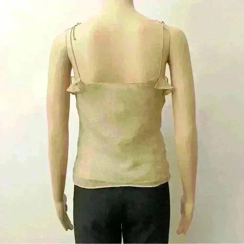 CLUB MONACO Silk cami top,spaghetti straps ruffles. Size XS. - Picture 2 of 6